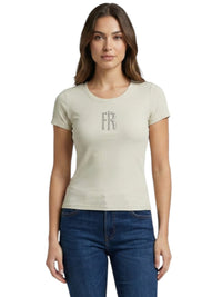 T-shirt Donna Fracomina Slim a Costine Logo Pietre | Wellington