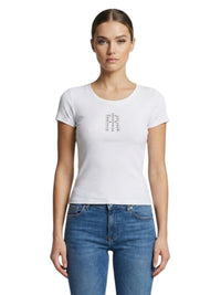 T-shirt Donna Fracomina Slim a Costine Logo Pietre | Wellington