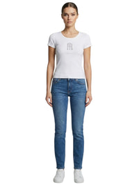 T-shirt Donna Fracomina Slim a Costine Logo Pietre | Wellington