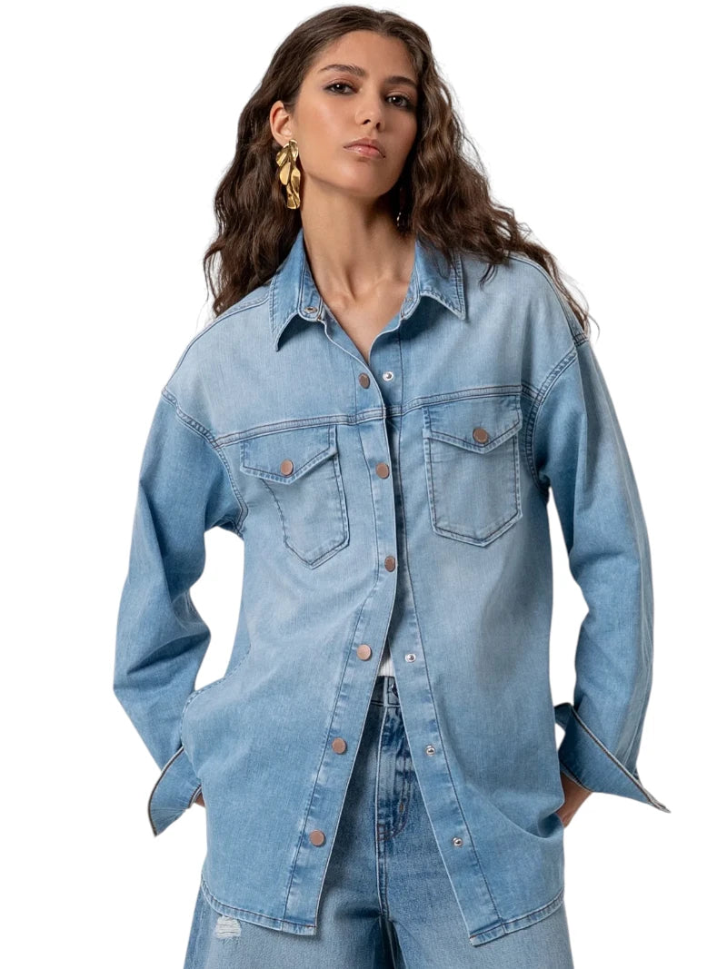 Camicia Denim Over Fracomina Lavaggio Bleached | Wellington