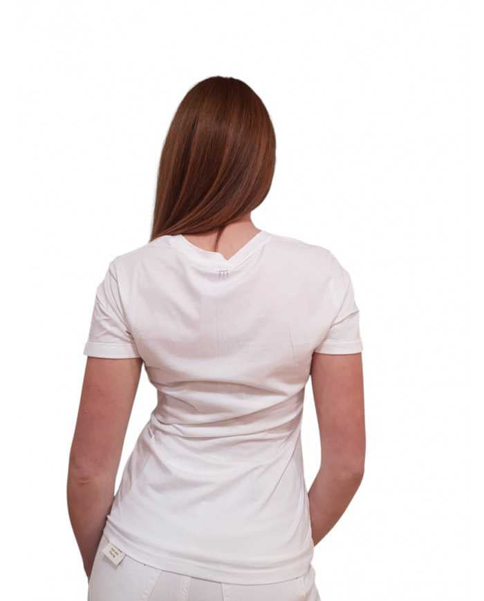 T-shirt Fracomina Bianca con Strass Regular Fit | Wellington Jeans