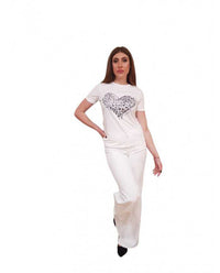 T-shirt Fracomina Bianca con Strass Regular Fit | Wellington Jeans