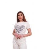 T-shirt Fracomina Bianca con Strass Regular Fit | Wellington Jeans
