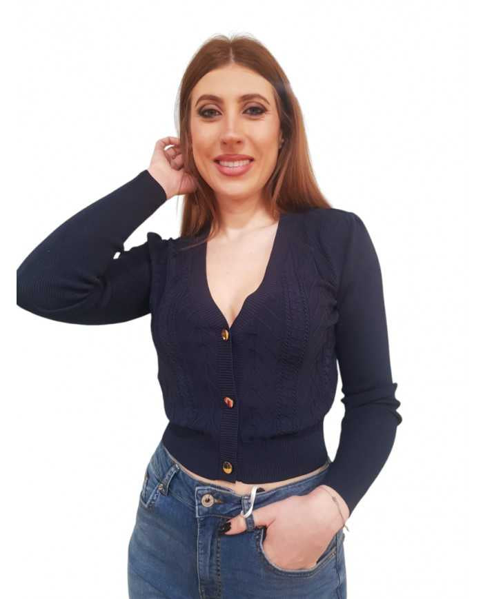 Cardigan Fracomina Viscosa Scollo a V Fluid Fit | Wellington Jeans