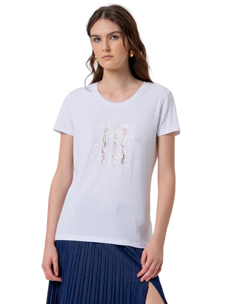 T-shirt Donna Fracomina Jersey Logo in Pizzo | Wellington