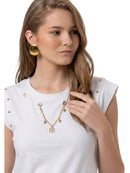 T-shirt Donna Fracomina Rock-Chic Occhielli e Collana | Wellington