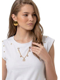 T-shirt Donna Fracomina Rock-Chic Occhielli e Collana | Wellington