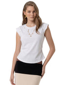 T-shirt Donna Fracomina Rock-Chic Occhielli e Collana | Wellington