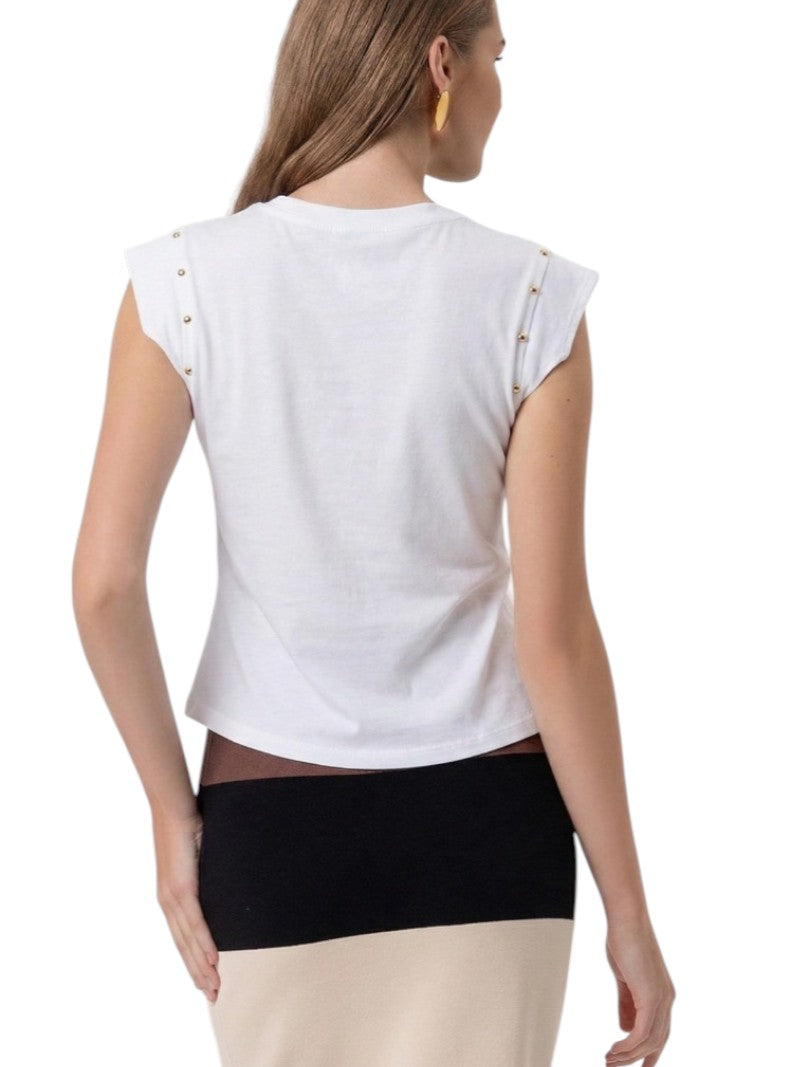 T-shirt Donna Fracomina Rock-Chic Occhielli e Collana | Wellington