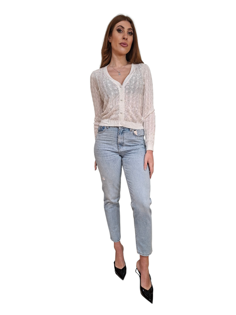 Cardigan Donna Fracomina Regular Punto Treccia Scollo a V | Wellington