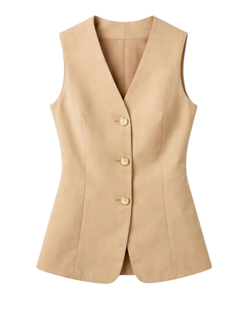 Gilet Lungo Gaudì in Viscosa e Lino Traspirante | Wellington