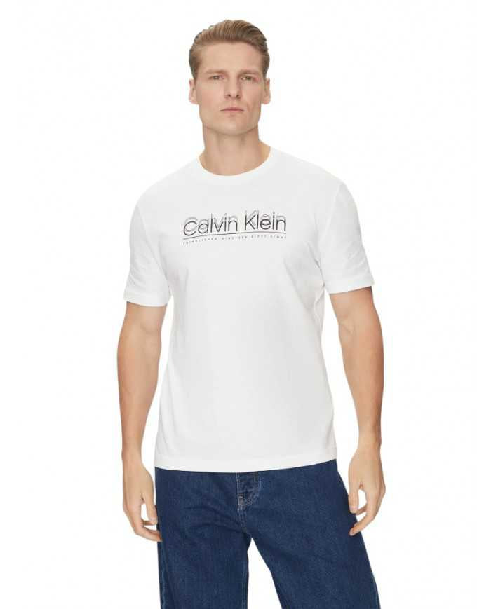 T-shirt Calvin Klein Double Logo 100% Cotone | Wellington Jeans