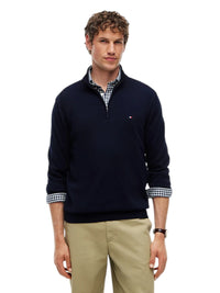 Pullover Uomo Tommy Hilfiger Collo Lupetto Mezza Zip