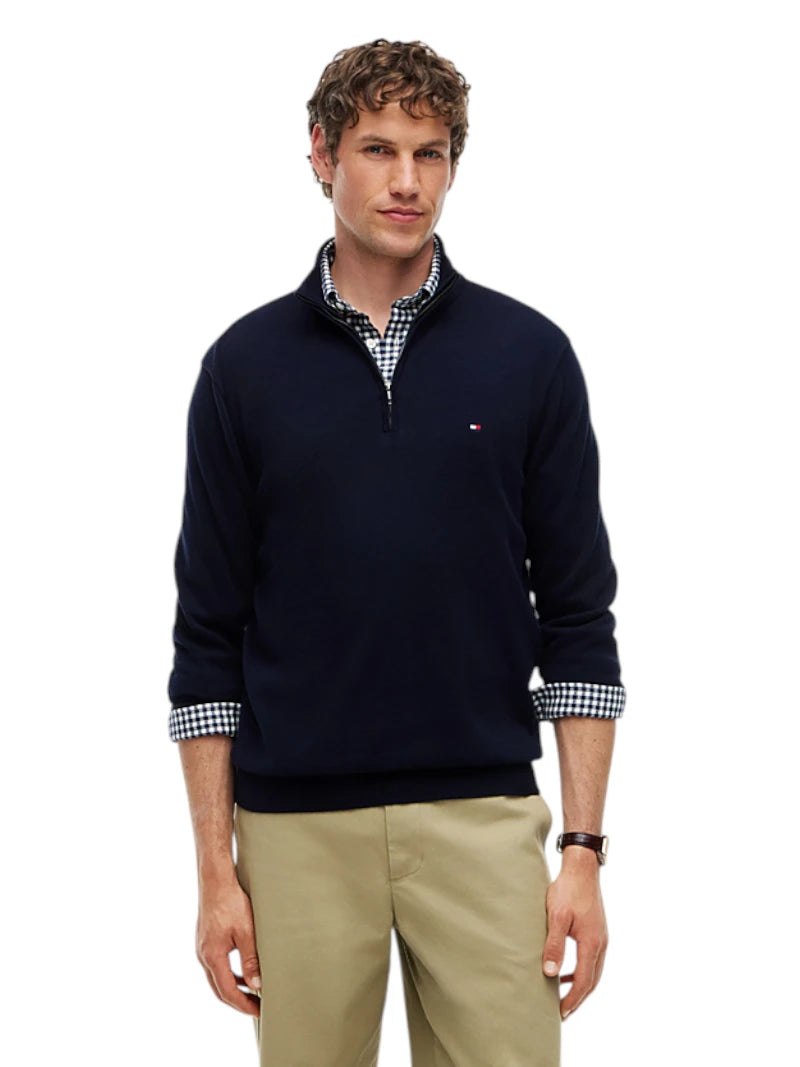 Pullover Uomo Tommy Hilfiger Collo Lupetto Mezza Zip
