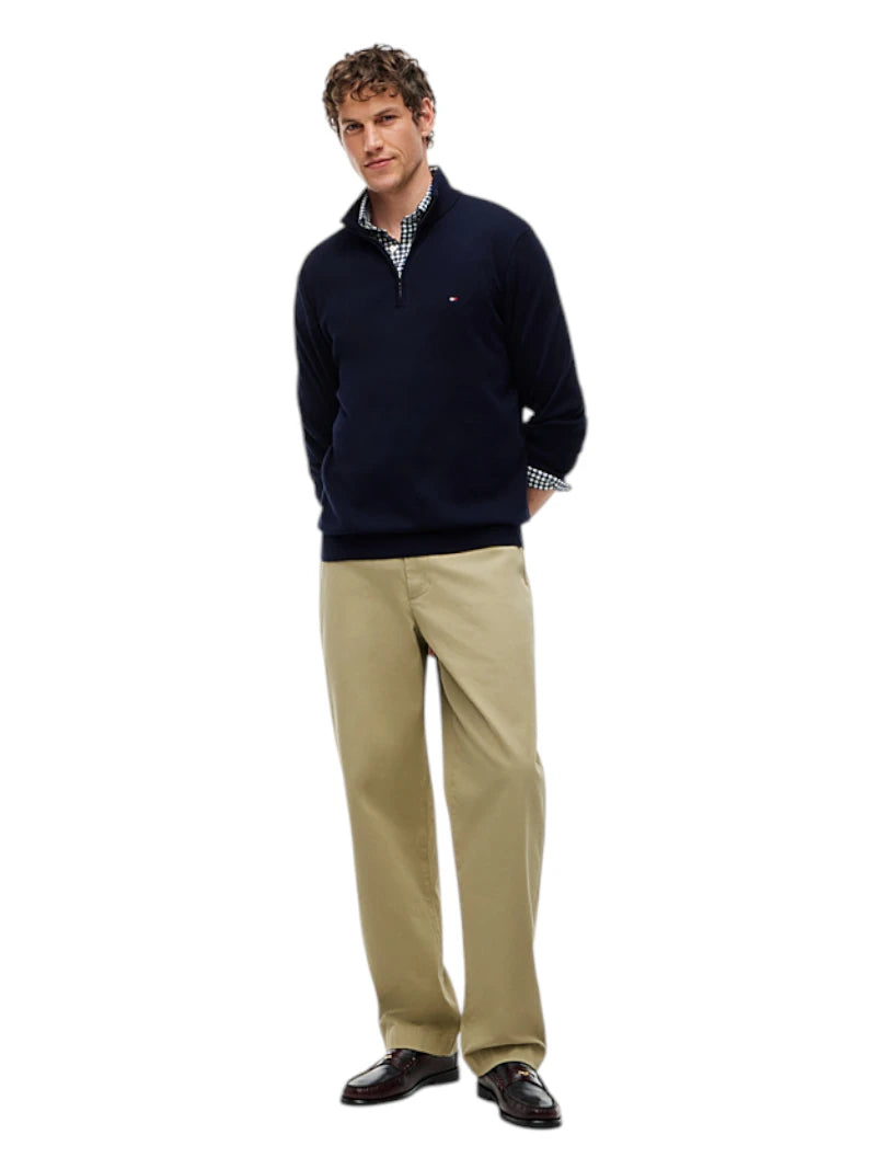 Pullover Uomo Tommy Hilfiger Collo Lupetto Mezza Zip