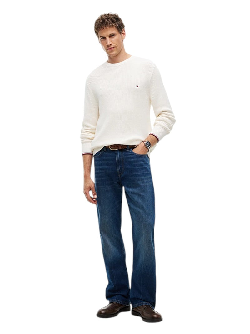 Pullover Uomo Tommy Hilfiger in Puro Cotone con Finiture a Contrasto