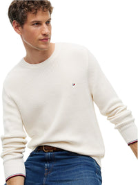 Pullover Uomo Tommy Hilfiger in Puro Cotone con Finiture a Contrasto