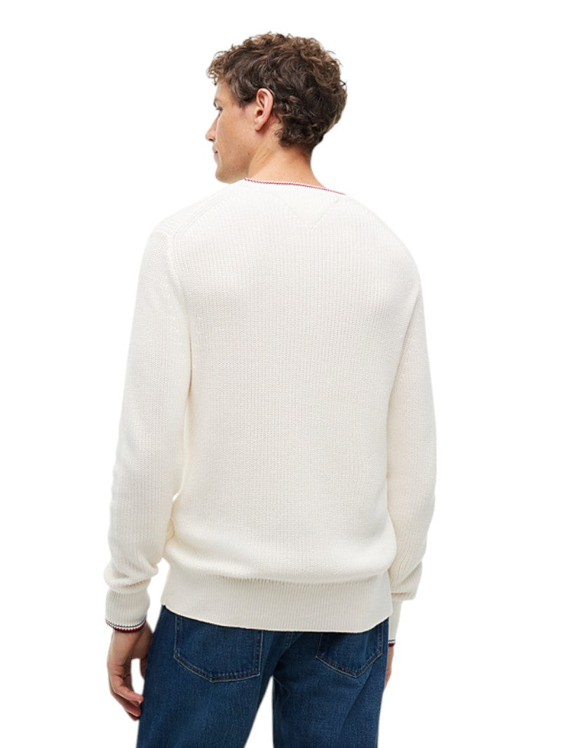 Pullover Uomo Tommy Hilfiger in Puro Cotone con Finiture a Contrasto