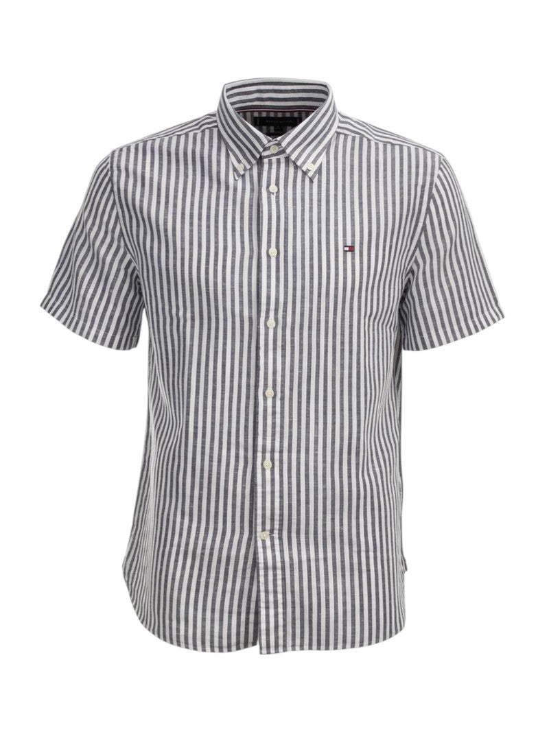 Camicia Tommy Hilfiger Linen Blend Stripe Mezza Manica | Wellington