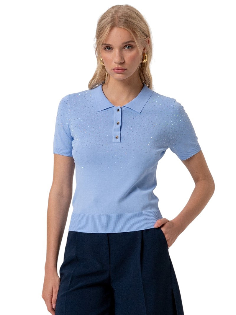 Polo Donna Fracomina Slim in Maglia con Strass | Wellington