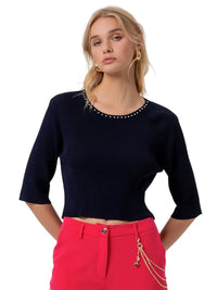 Maglia Donna Fracomina Cropped a Costine | Wellington