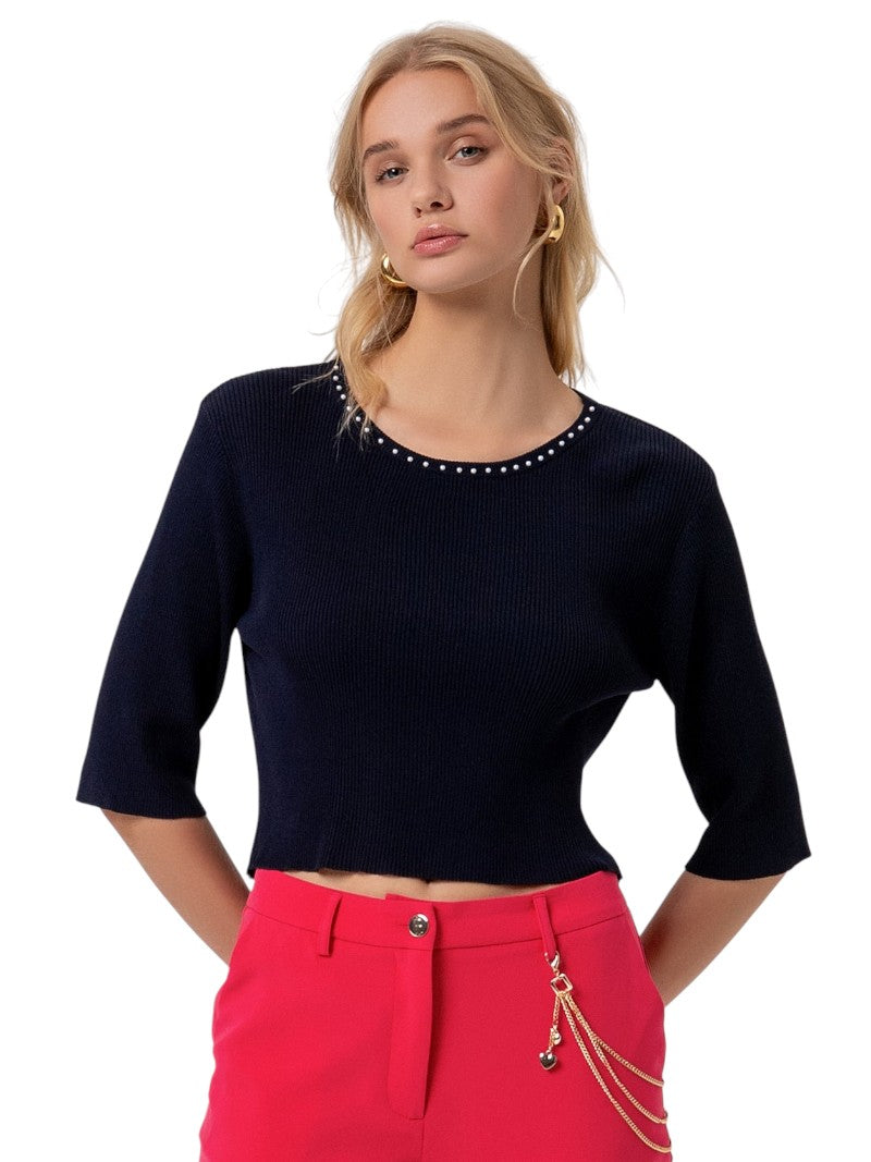 Maglia Donna Fracomina Cropped a Costine | Wellington