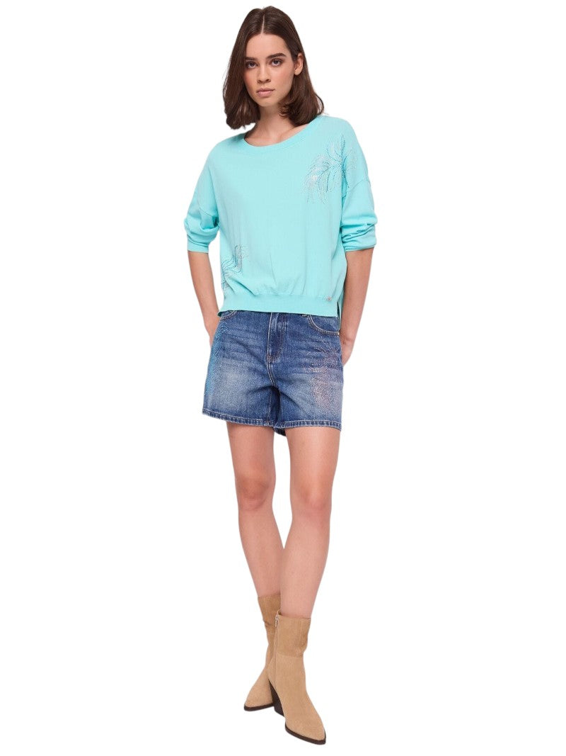 Maglia Gaudì Scollo a Barca con Strass | Wellington Jeans