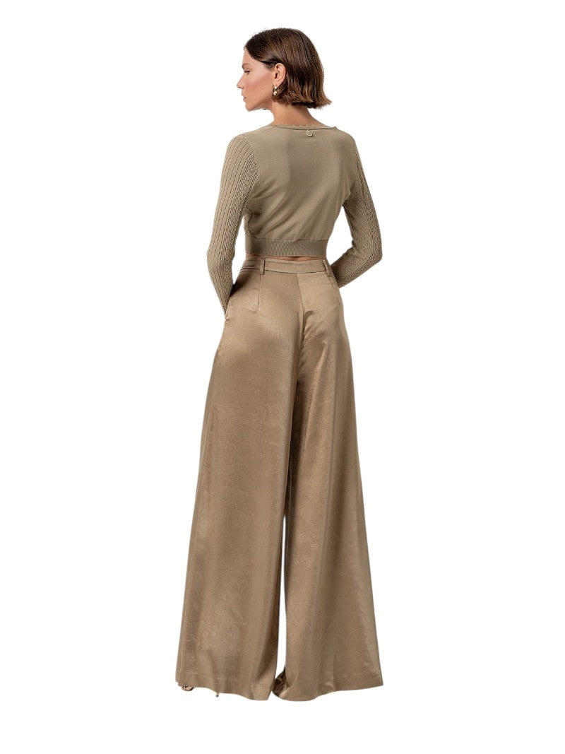 Pantaloni Donna Fracomina Flare a Palazzo in Raso | Wellington