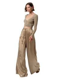 Pantaloni Donna Fracomina Flare a Palazzo in Raso | Wellington