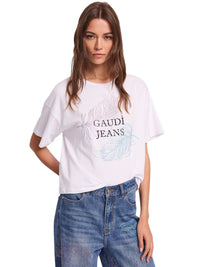 T-shirt Bianca Gaudì con Strass | Wellington Jeans Ariano