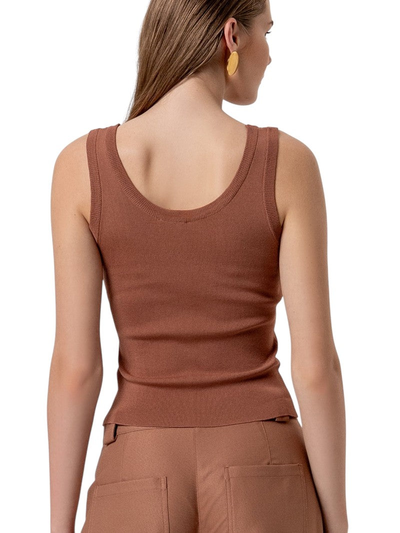 Top Donna Fracomina Slim senza Maniche in Maglia | Wellington