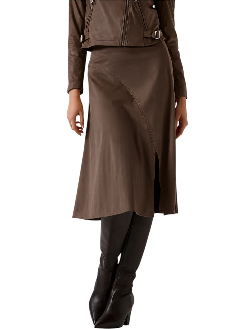 Gonna Midi Guess Jennie in Pelle Scamosciata