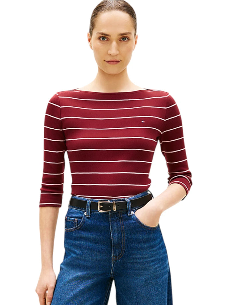 T-shirt Tommy Hilfiger Donna Scollo Barca 3/4 | Wellington Jeans