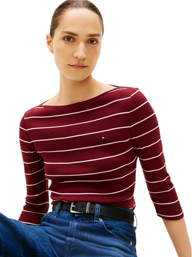 T-shirt Tommy Hilfiger Donna Scollo Barca 3/4 | Wellington Jeans