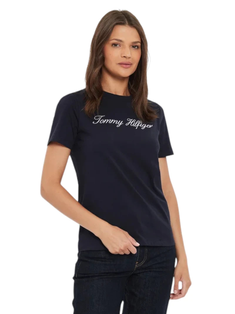 T-shirt Tommy Hilfiger Donna Script Logo Bio | Wellington Jeans
