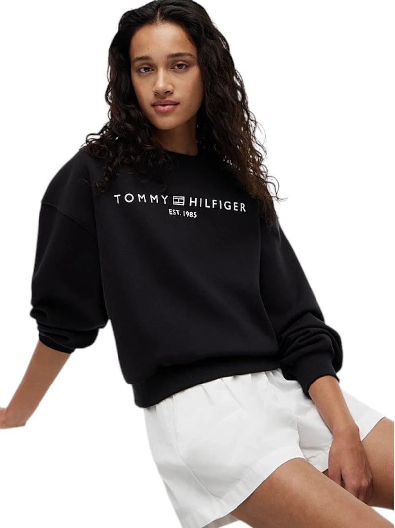 Felpa Tommy Hilfiger Relaxed Fit Logo Petto | Wellington Jeans