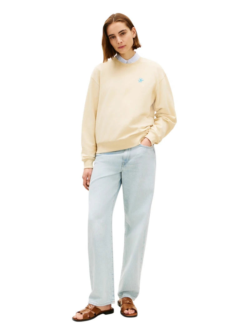 Felpa Donna Tommy Hilfiger Girocollo in Spugna con Logo
