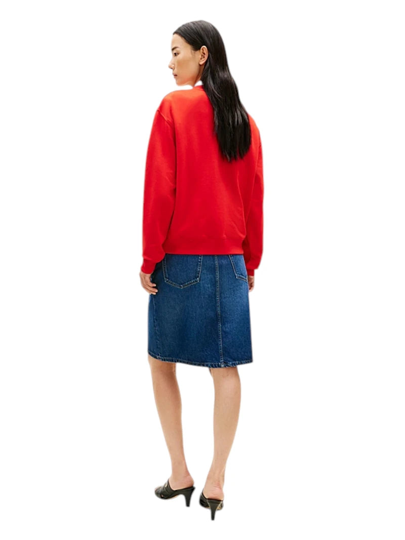 Felpa Donna Tommy Hilfiger Girocollo in Spugna con Logo