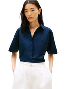 Camicia Tommy Hilfiger Donna Manica Corta Popeline | Wellington Jeans