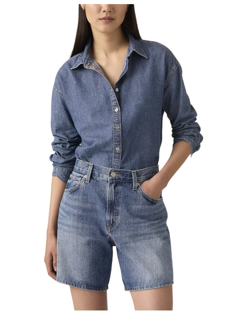 Levi's Short Oversize a Vita Alta Denim - Wellington Jeans