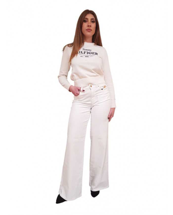 Pantalone Wide Leg Bull Fracomina Vita Alta Morbido