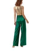 Pantalone Palazzo Fracomina Nero Raso Vita Alta | Chic