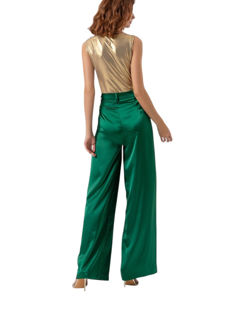 Pantalone Palazzo Fracomina Nero Raso Vita Alta | Chic