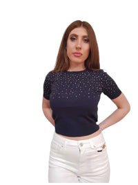 Maglia Aderente Fracomina con Strass e Manica Corta | Wellington