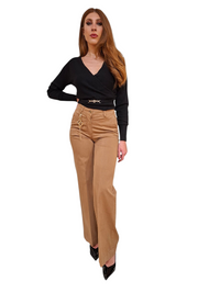 Pantalone Fracomina Flare Palazzo Cammello Gabardina