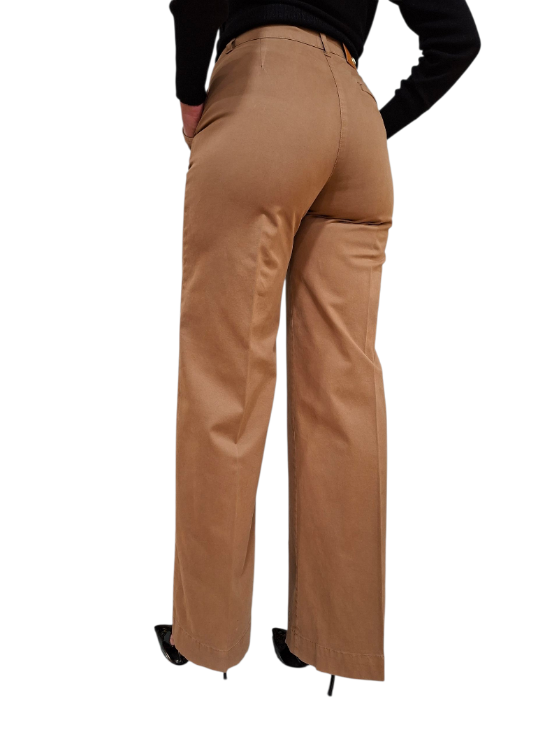 Pantalone Fracomina Flare Palazzo Cammello Gabardina
