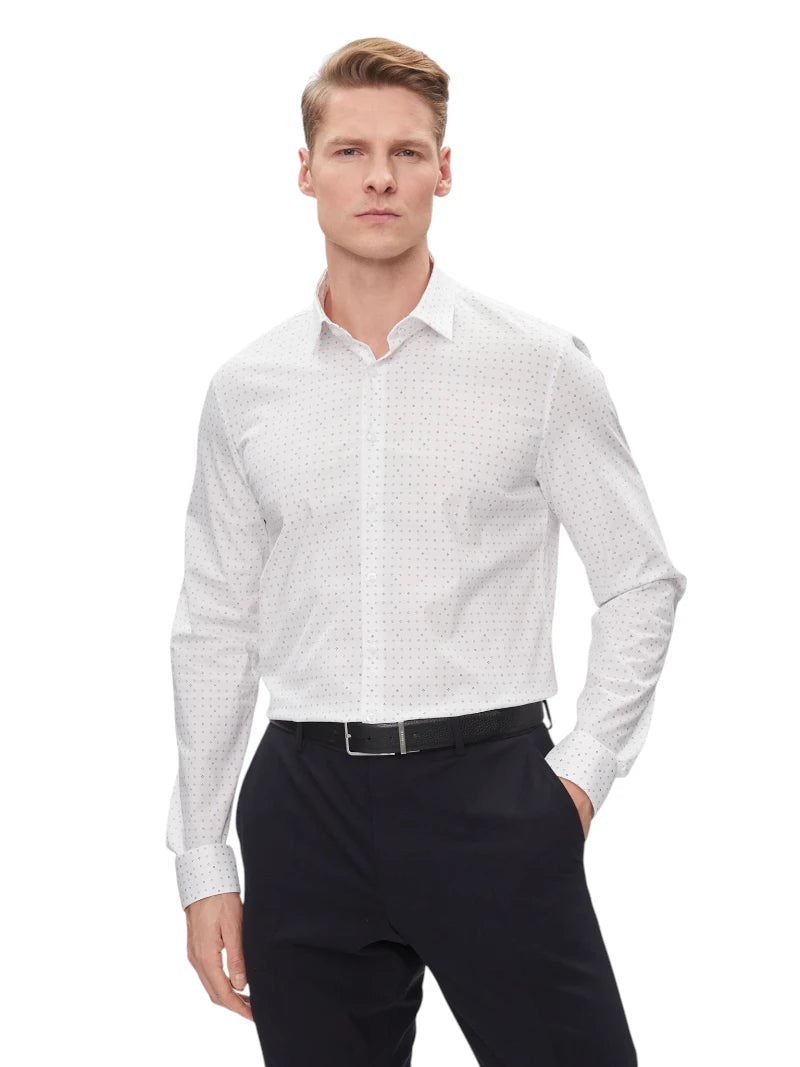 Camicia Calvin Klein Slim Popeline Fantasia - Wellington Jeans