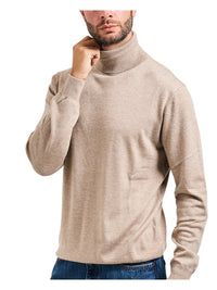 Maglione Jim Guess Uomo Collo Alto Beige Misto Lana