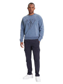 Felpa Guess Uomo Logo Triangolo Blu Denim Oversize