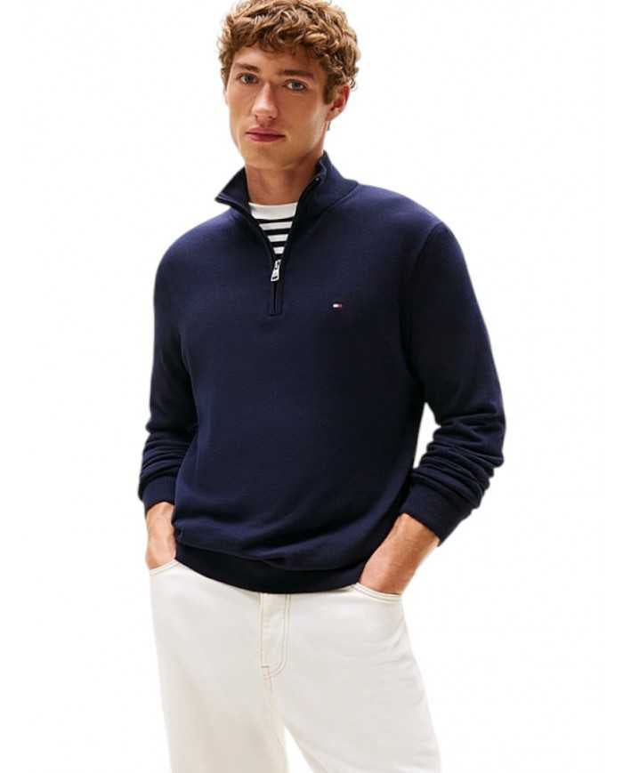 Tommy Hilfiger Maglione Collo Alto Mezza Zip - Wellington Jeans